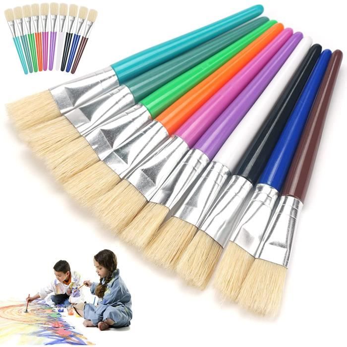 Lot De 10 Pinceaux En Mousse Heting-YQ – Manche Bois, Pour Peinture à L'eau