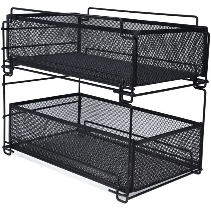 Étagère Sous Évier À 2 Étages, Multi-Usages, Double Coulissante, Pour Cuisine, Cuisine, Armoire