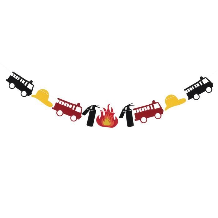 1 Set Banniere Decorative Camion De Pompiers Joyeux Anniversaire Decorations Pour Banderole Banniere Guirlande Hors Noel Cdiscount Maison
