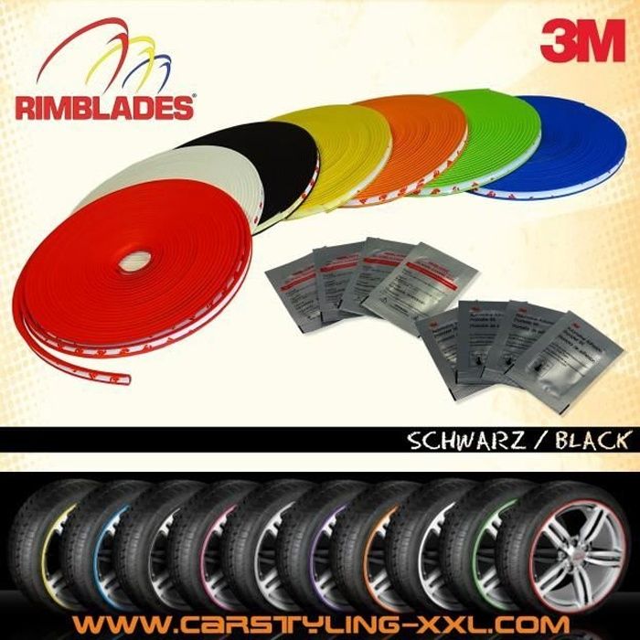 Rimblades - Premium protection des jantes et styling pour jantes alliage, jusqu'à 22'' - Couleur: noir - Dimension: 9 mm x 1,87 m...