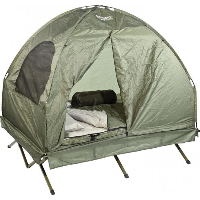 Kit Tente surélevée 4 en 1 - 2 places - Montage rapide - Inclus : lit et matelas - Vert