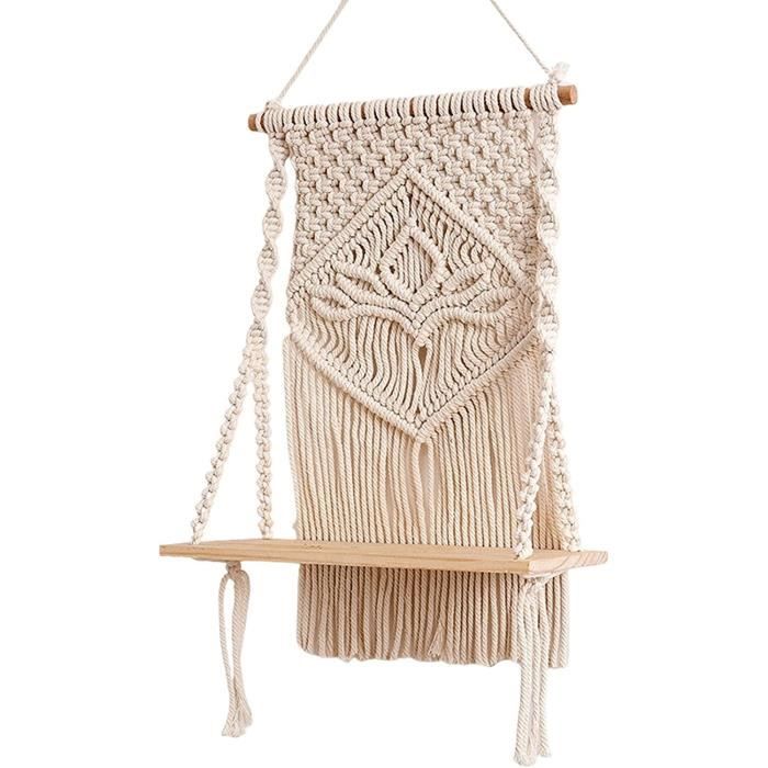 Étagère Murale Flottante En Rotin – Déco Bohème Pour Plantes, Salle De Bain, Cuisine, En Bois - 7