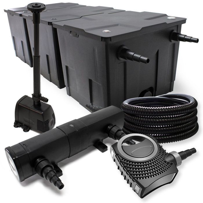 Wiltec Kit complet: CBF-350C Filtre de bassin jusquà 90000 L NEO10000 pompe de filtration 10000l/h 80W CUV-218 lampe uv 18W 25m Wiltec Kit complet: CBF-350C Filtre de bassin jusquà 90000 L NEO10000 pompe de filtration 10000l/h 80W CUV-218 lampe uv 18W 25m
