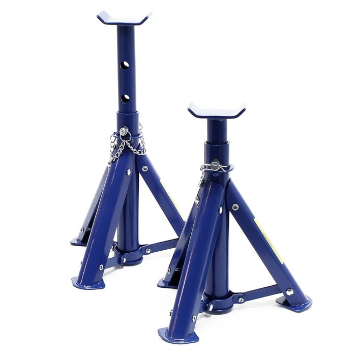 TecTake Lot de 2 chandelles à crémaillère cric chevalets de support voiture 6 T bleu 