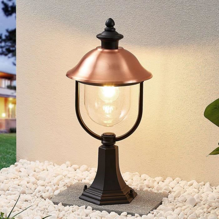 Lindby luminaire extérieur résistant à leau de mer forme lanterne à intensité variable Clint en aluminium cuivré 9630100