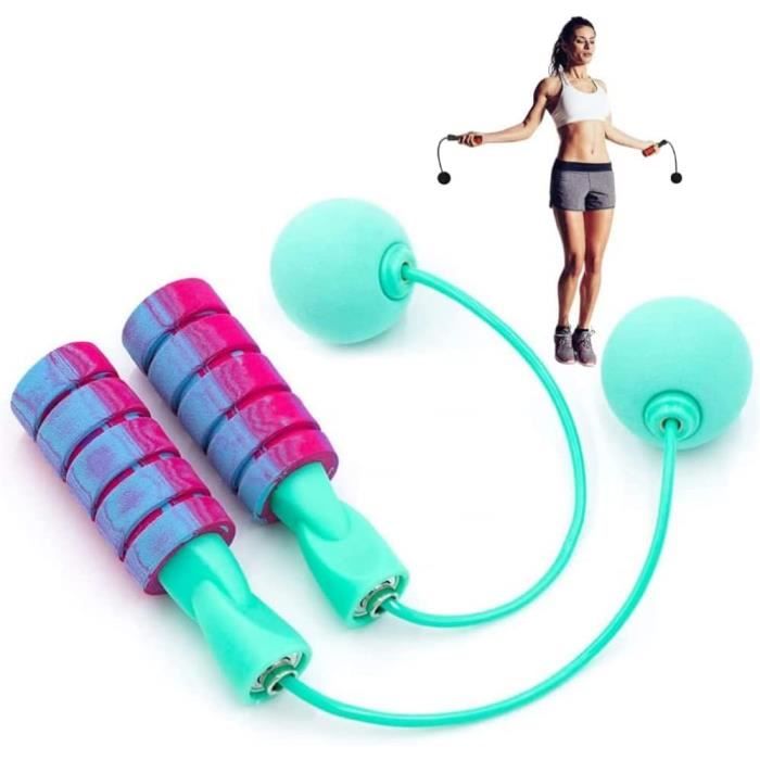 Demeras Corde à Sauter Sans Fil 2PCS – Poignées Confortables, Lestées, Réglables – Idéal Fitness Maison Pour Hommes, Femmes, Enfants (Bleu)