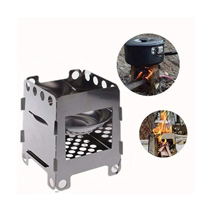 Camping Intégré Pliant Poêle À Grill en Bois Portable Petit en Acier