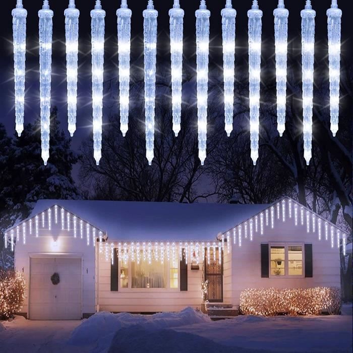 Guirlande de Noël extérieure Stalactite verte LED blanc chaud 12 m