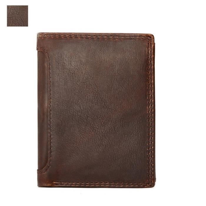 Deux volets Slim Crazy Horse en cuir portefeuille homme carte de crédit titulaire de permis de conduire Deux volets Slim Crazy Horse en cuir portefeuille homme carte de crédit titulaire de permis de conduire