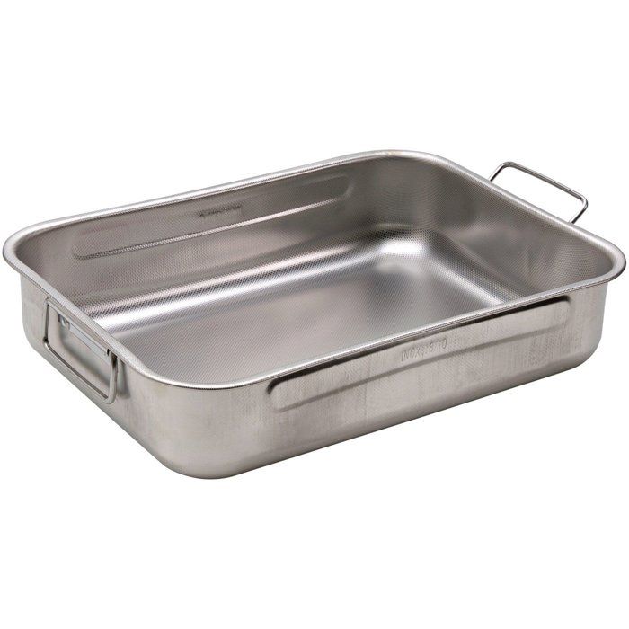 Plat à four haut - STEEL PAN - 25 x 19 cm - Inox - Antiadhérent - Poignées latérales