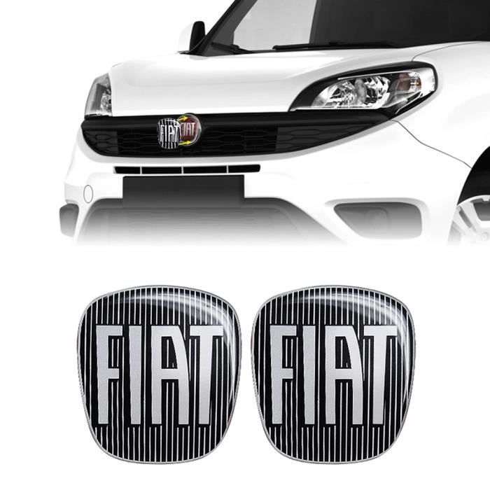 Autocollant Fiat 3D Remplacement Logo Noir pour Doblò, Avant + Arrière