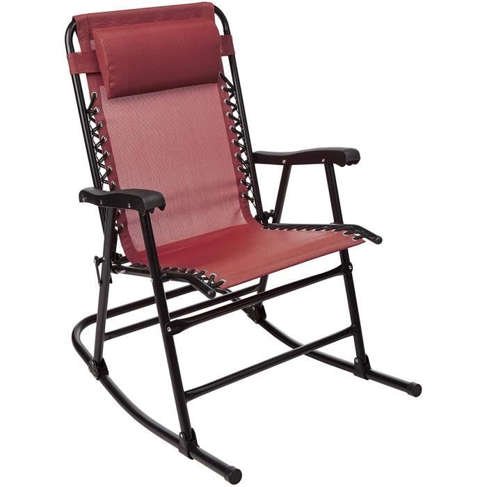 Basics Fauteuil /à bascule pliant avec pare-soleil Rouge