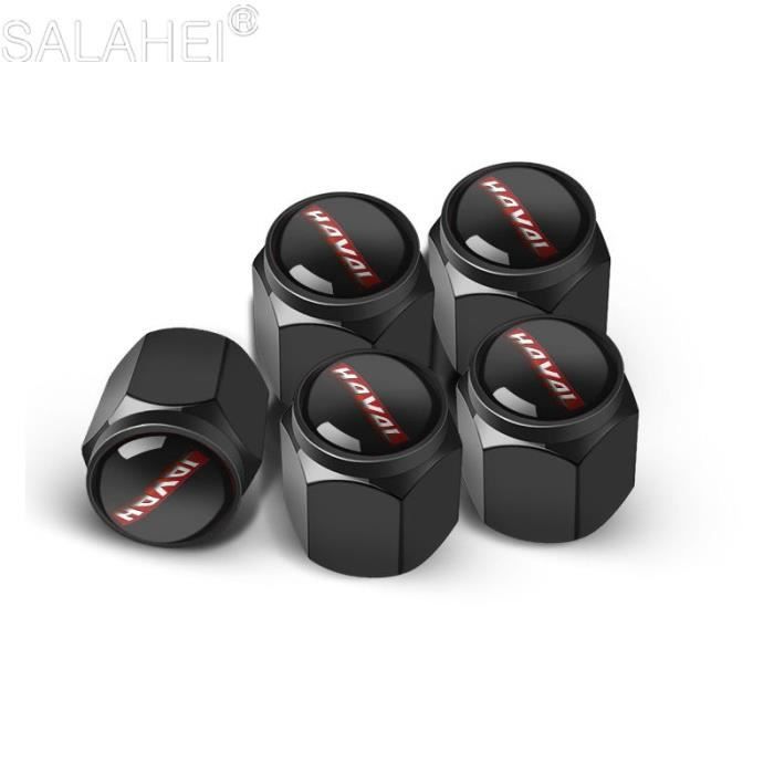5 Bouchons De Valve Pour Pneus - Alliage Aluminium Noir - Universel Voiture, Moto, Vélo - 0.43x0.39x0.63 Pouces