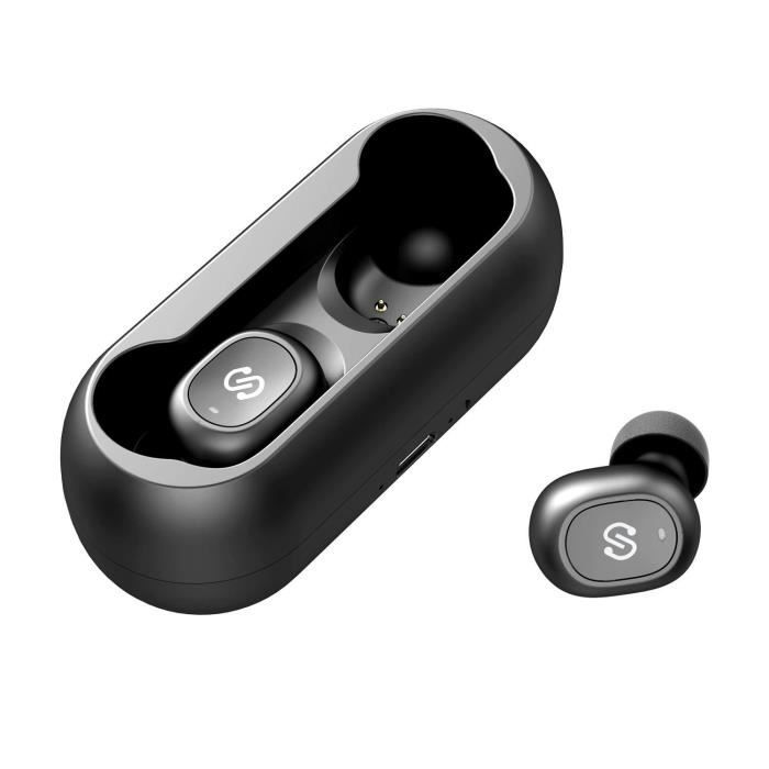 Oreillette Bluetooth 5.0 SoundPEATS Truefree Écouteur Bluetooth Sport Vrais sans Fil TWS Truefree Antibruit Mini Casque Auriculaires avec Micro Intégré et Boîte de Charge 