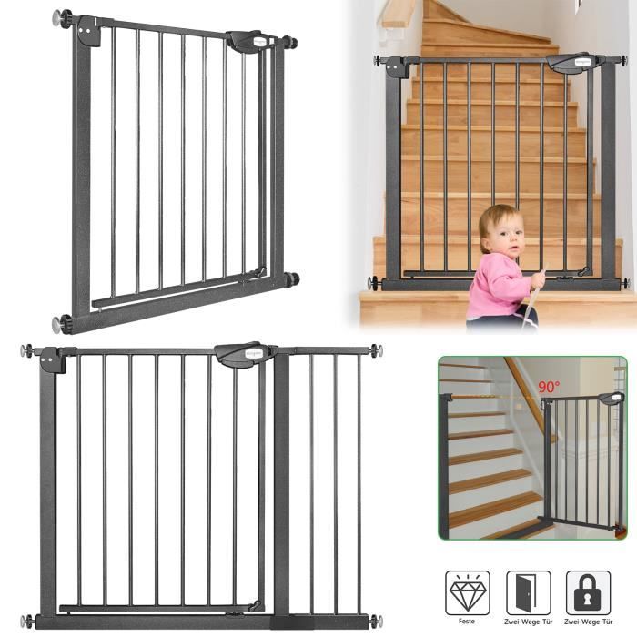 Aufun Barrière de sécurité porte et escalier, Fixation par pression, Pour espace de 105 -115 cm, pour animaux, Bébé et Enfant - Noir