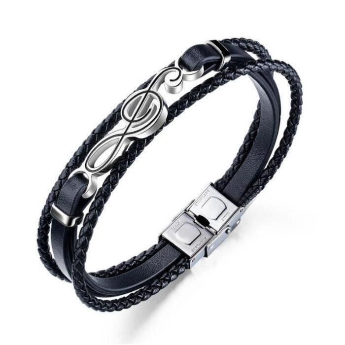 Collier Rope en acier inoxydable pour homme - Noir 3mm - Chaîne torsadée pour pendentif - Hip