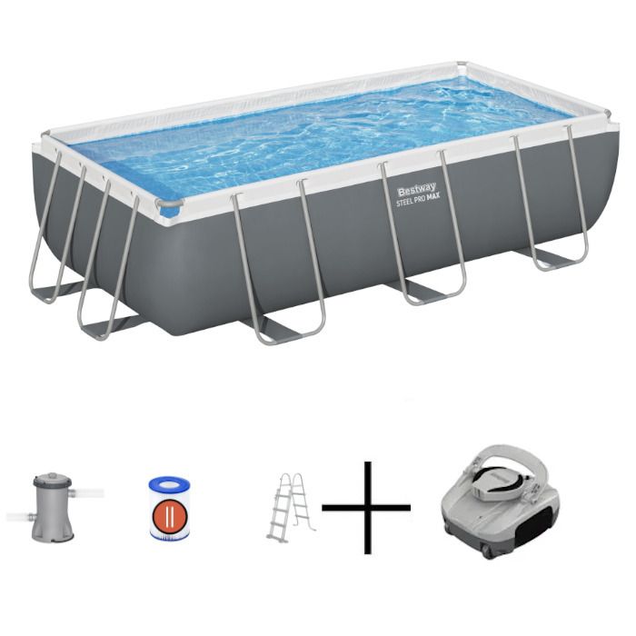 Kit Piscine hors sol tubulaire BESTWAY Steel Pro Max™ 404 x 201 x 100 cm Rectangulaire Filtre à cartouche échelle - vue 2