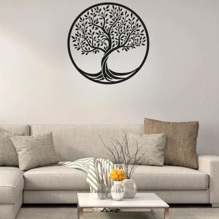 Décoration murale métal blanc arbre de vie et Bouddha - La Maison De Judith