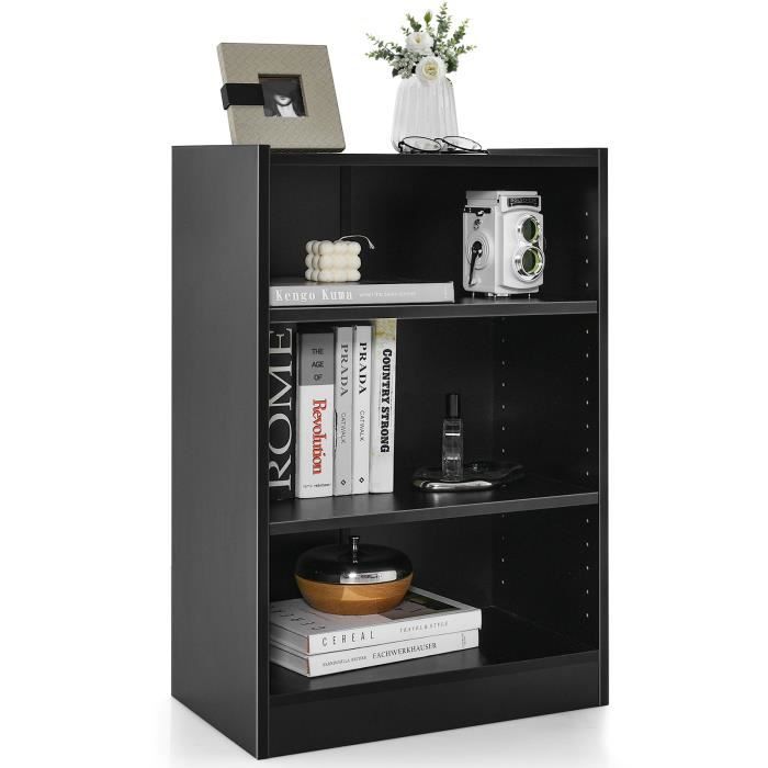 COSTWAY Bibliothèque à 3 Niveaux avec 2 Étagères Réglables et Dispositif Anti-renversement Chambre Bureau 50 x 30 x 75 cm Noir COSTWAY Bibliothèque à 3 Niveaux avec 2 Étagères Réglables et Dispositif Anti-renversement Chambre Bureau 50 x 30 x 75 cm Noir