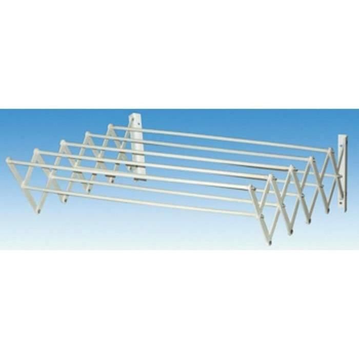 Séchoir à linge extensible mural - 10 barres de 60 cm