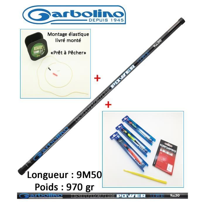Pack pêche au coup Garbolino Initiatic Power 9M50 + Montage elastique + Accessoires