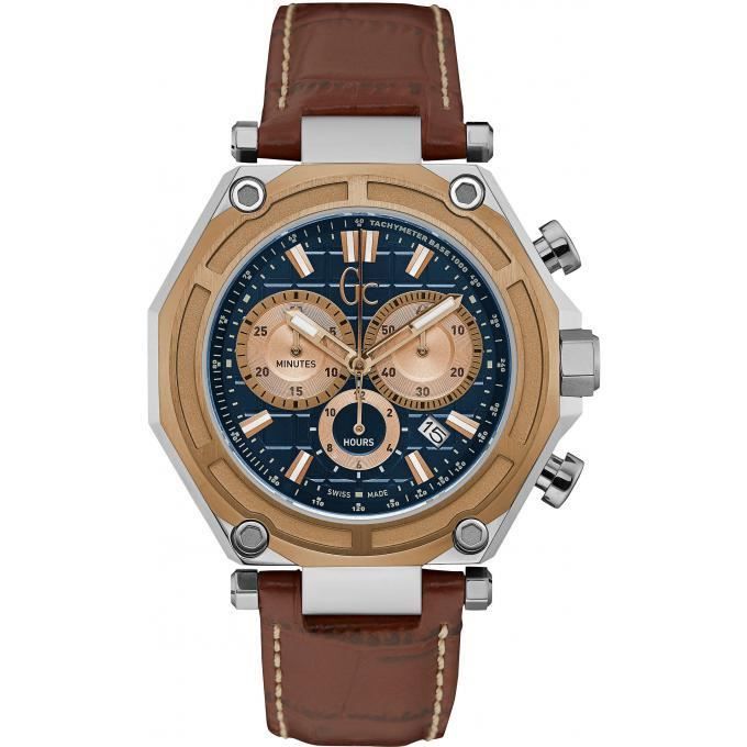 montre gc gc-3 sport x10005g7s - montre chronographe cuir marron homme