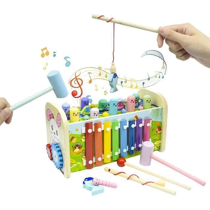Jouet D'Éveil 5 En 1 Nukdey - Xylophone, Boulier, Labyrinthe Perles En Bois Pour Enfants 1-5 Ans