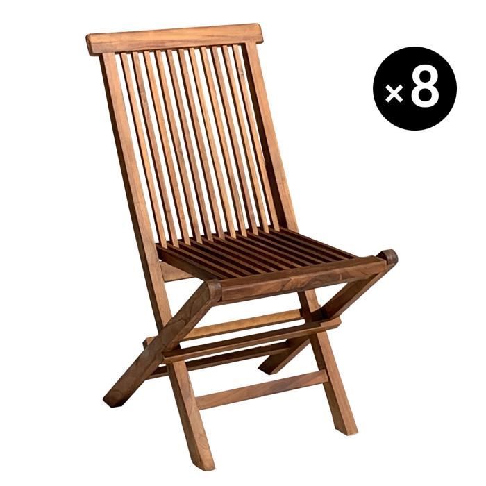 Lot De 8 Chaises De Jardin En Teck Huile Lombok Cdiscount Jardin