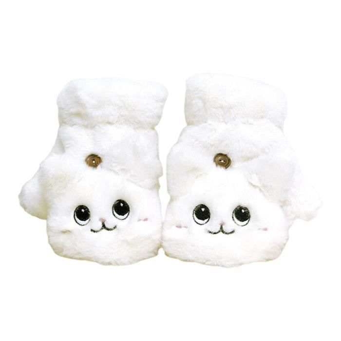 Gants d'hiver à rabat sans doigts pour femmes et filles, motif patte de  chat, mitaines chaudes en polaire pour écran tactile - AliExpress