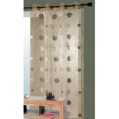 HomeMaison HM69807712 Gris Rideau Organza et Jacquard Cordons Satin/és