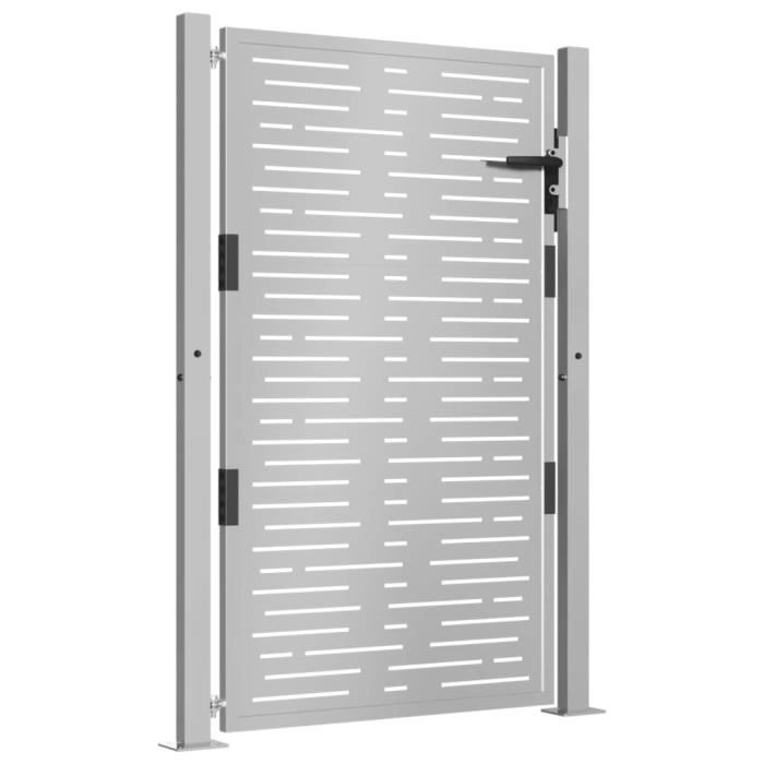 Portillon De Jardin En Acier Noir - 105x150 Cm, Peinture Poudre, Verrouillable, Pour Terrasse Et Extérieur