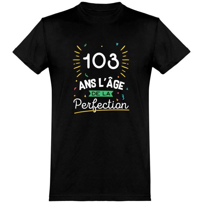 103 Ans La Perfection T Shirt Humour Anniversaire Cadeau Tee Shirt 100 Coton Black Cdiscount Pret A Porter