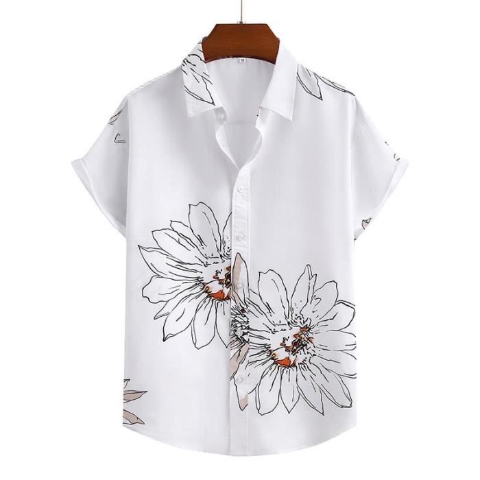 Chemise Homme Ete Manches Courtes Chemise Hawa enne de Plage Motif
