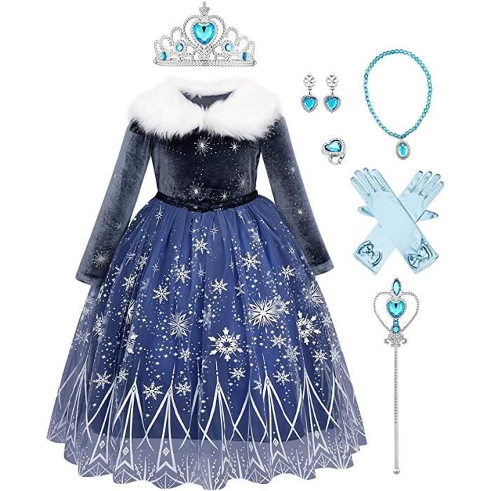 Costume de la reine des neiges Disney pour filles, Robe de princesse Elsa  et Anna pour