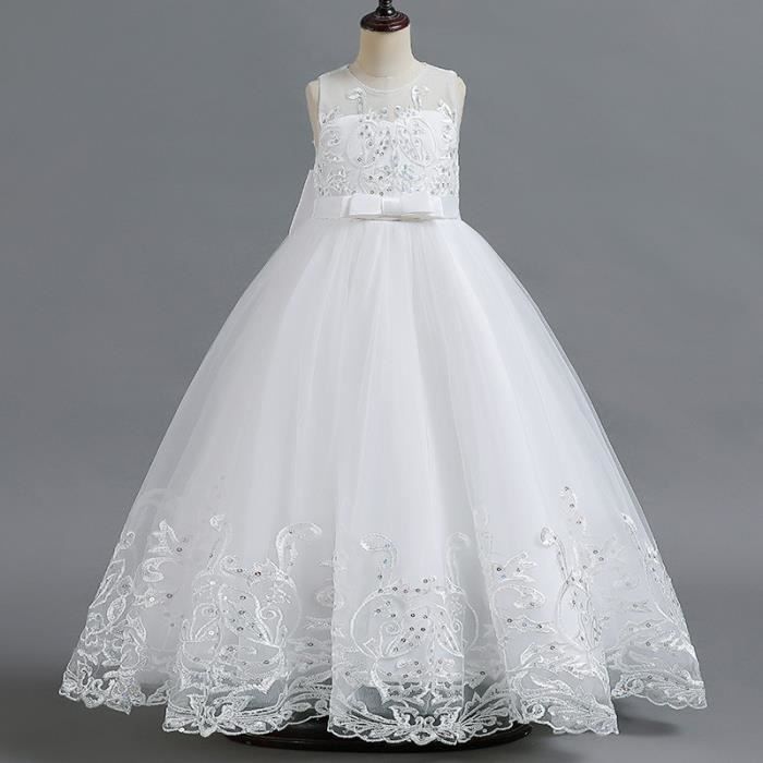 Robe De Princesse Pour Fille Freebily - Robe De Cérémonie Dentelle Strass Pour Mariage, Fête, Spectacle (tailles 5-16 Ans) - 7