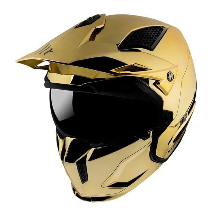 Casque intégral simple ecran transformable avec mentonniere amovible MT Helmets Trial Streetfighter SV - doré - S (55/56 cm)