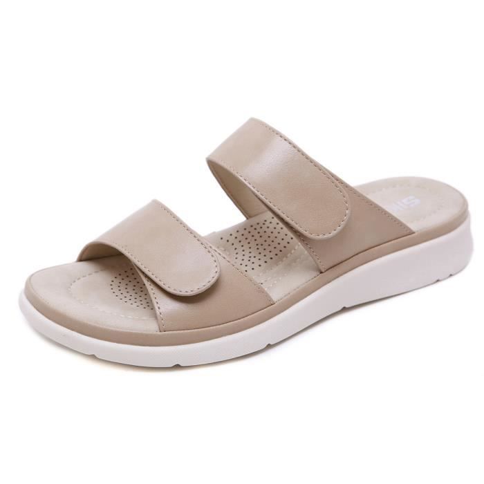 Sandales femmes Classique Nouvelle Haut qualite Sport Chic Loisir Confortable grande taille beige Beige Cdiscount Chaussures