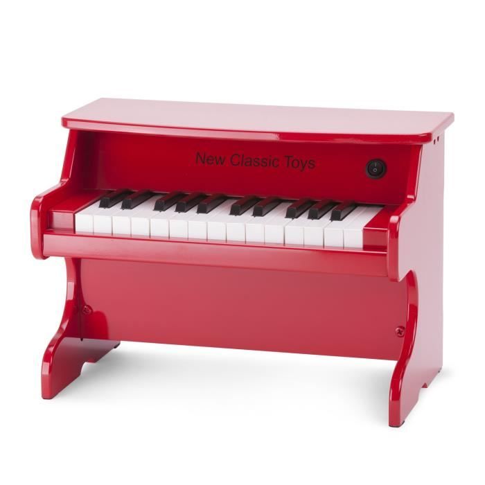 piano en bois pour enfant - new classic toys - e-piano 25 touches junior - amplificateur intégré - rouge