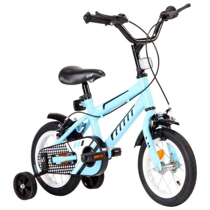 GAR'S Vélo 12 pouces Cadeau pour enfants Noir et bleu(7966)