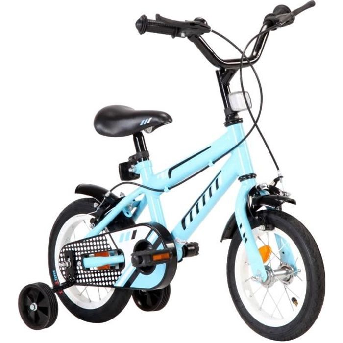 GAR'S Vélo 12 pouces Cadeau pour enfants Noir et bleu(7966)