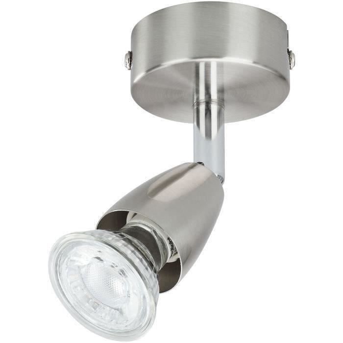 Spot mural led gu10 3w 230 lumens acier brossé