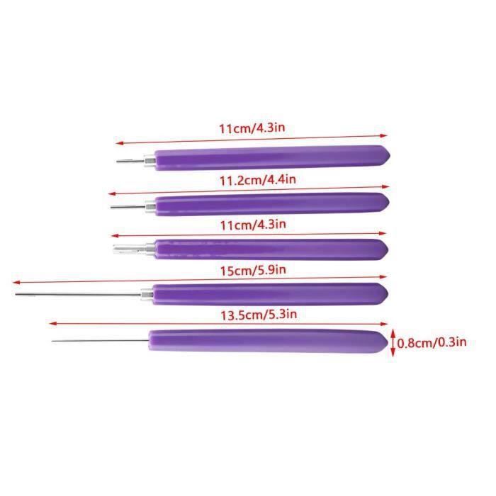 Kit 10 Stylos à Quilling Fendus - Outils Papier Quilling DIY - Poignée Plastique, Aiguille Métal - 10,6 Cm