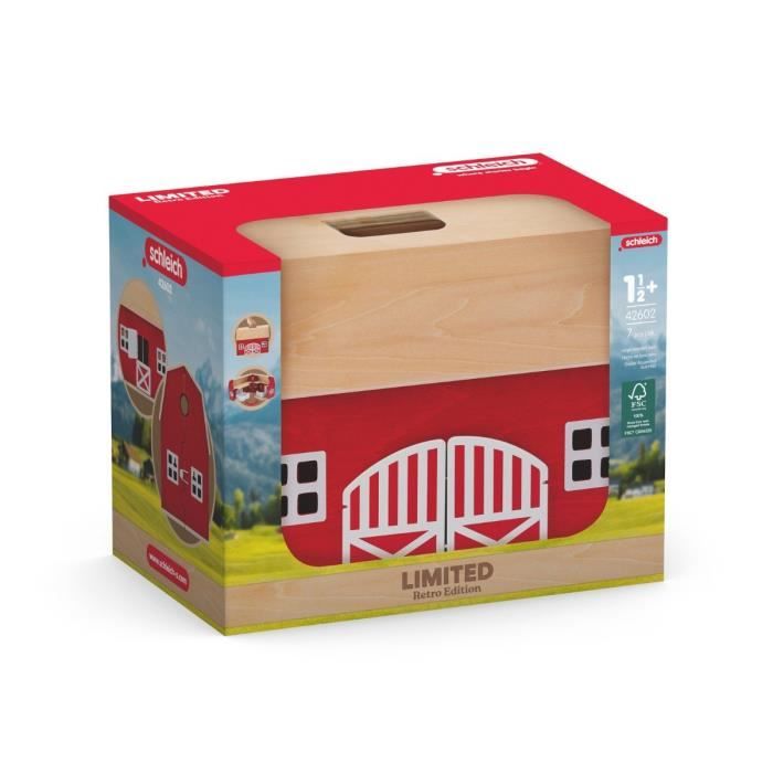 Grande Ferme en Bois Schleich 42602 Farm World Set avec maison 6 clôtures et accessoires Jouet de ferme Edition retro limitée