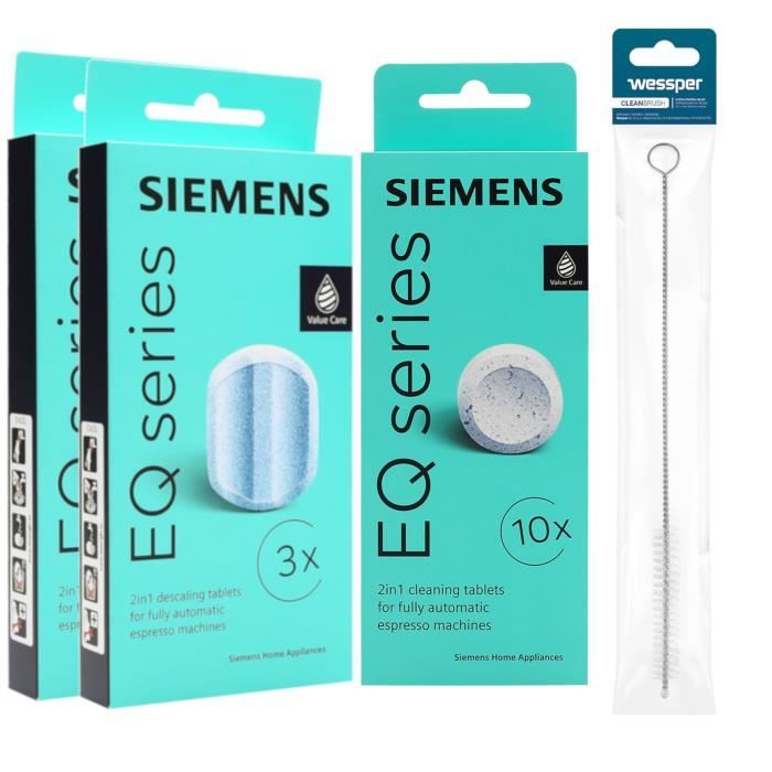Lot de 10 pastilles de nettoyage et 6 pastilles détartrantes pour machines à café Siemens EQ.series