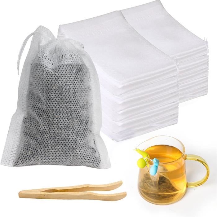 Lot de 200 sachets de thé en vrac non tissé avec cordon de serrage