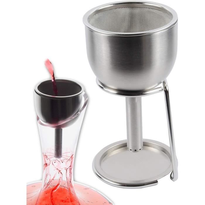 Oaioya Aérateur Décanteur à Vin - Carafe Avec 2 Filtres Inox + Coupe-Capsule - Noir Élégant