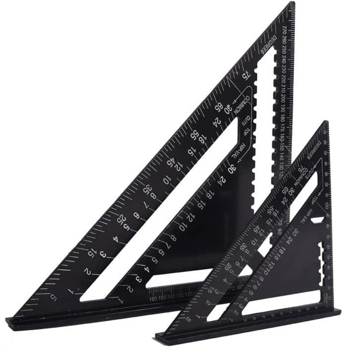 2 Pièces Équerre Triangle Règle D'Angle Rapporteur Outil De Mesure En Alliage Daluminium De Haute Precision Outil Carre De Charpentier Carre En Aluminium Noir7 Et 12 Pouces 92160721