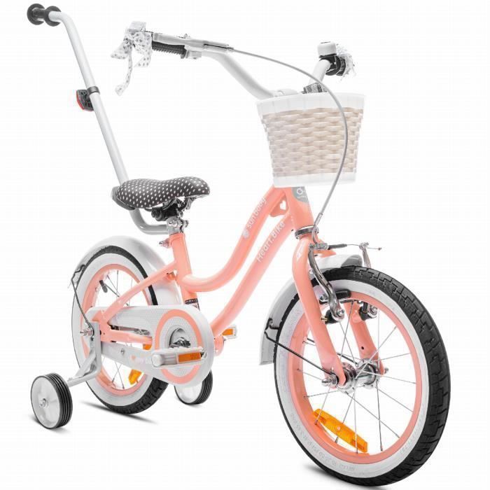 Produit shopeco.fr : Vélo Enfant - Heart Bike - Roues 14 - 3 à 5 ans - panier - cloche - garde-boue - Abricot