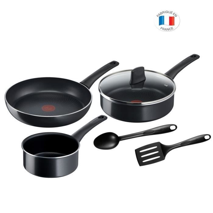 TEFAL Batterie de cuisine 6 pièces, Casserole, Poêle, Sauteuse + couv, Induction, Antiadhésif, Fab. France Generous Cook C2789602
