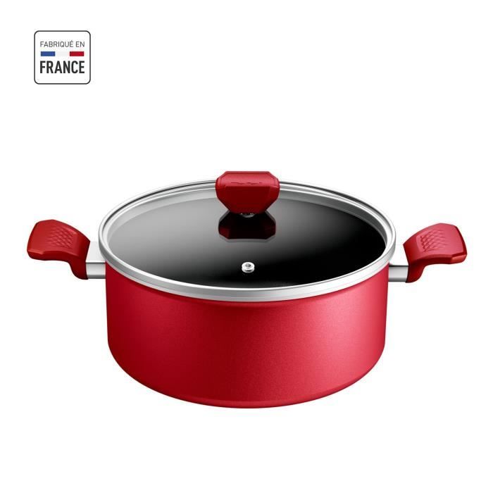 TEFAL Faitout 24 cm, Induction, Revêtement antiadhésif, Couvercle verre, Ergonomique, Fabriqué en Fr